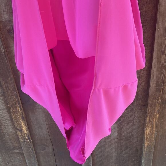 Alfred Angelo Fuchsia Chiffon Cocktail Bridesmaid Dress Floral OneShoulder/strap - Picture 6 of 12